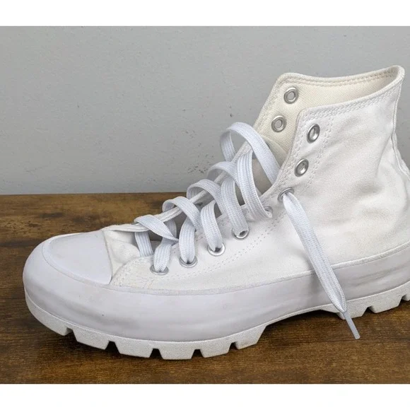 Converse Chuck Taylor All Star Lugged Women's White High Top 8.5 Canvas Sneakers - Picture 9 of 13